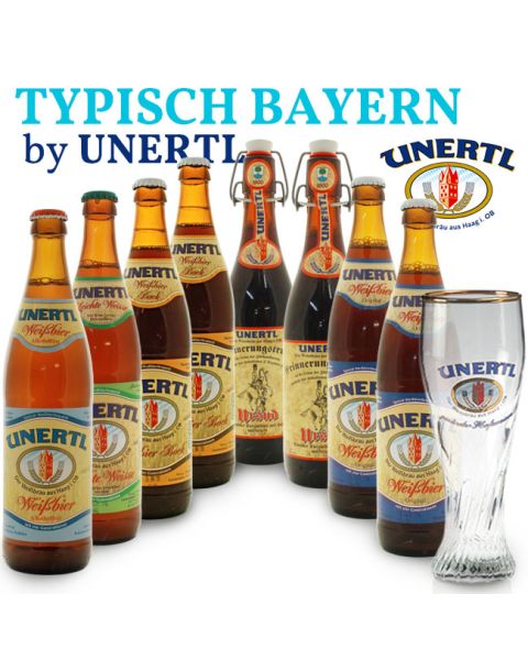 Typisch Bayern - Unertl Bierpaket mit original Bierglas