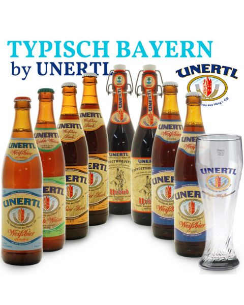 Typisch Bayern - Unertl Bierpaket mit original Bierglas