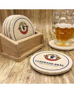 Landwehr Bräu aus Reichelshofen Bieruntersetzer aus Naturstein