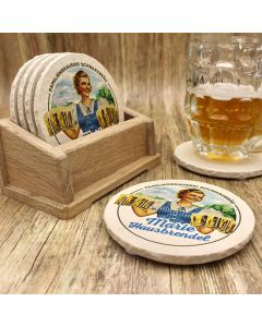 Schwarzbräu Marie Hausbrendl Bieruntersetzer aus Naturstein