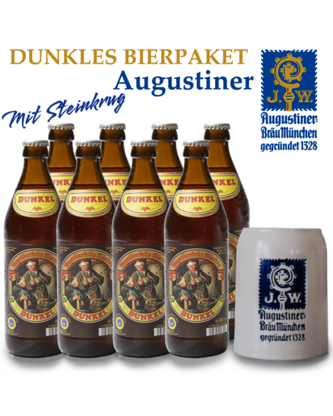 Augustiner Dunkel Bierpaket mit original Steinkrug